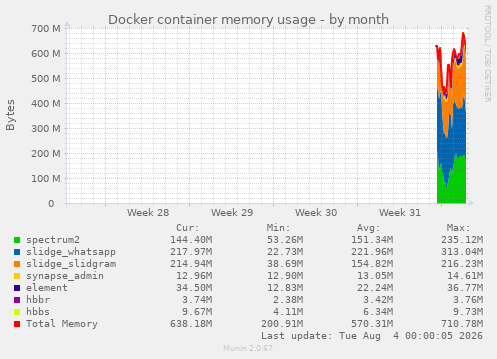 Docker container memory usage